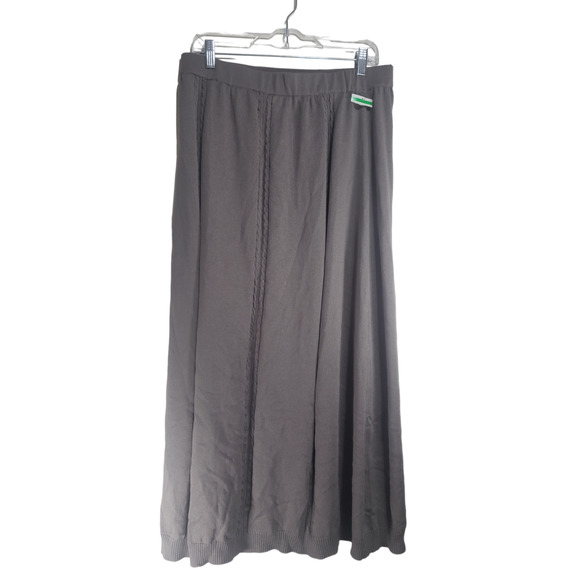 Misook Light Brown Midi Cable Skirt Women's sz M Rayon Stretch Minimalist Boho - Picture 1 of 7